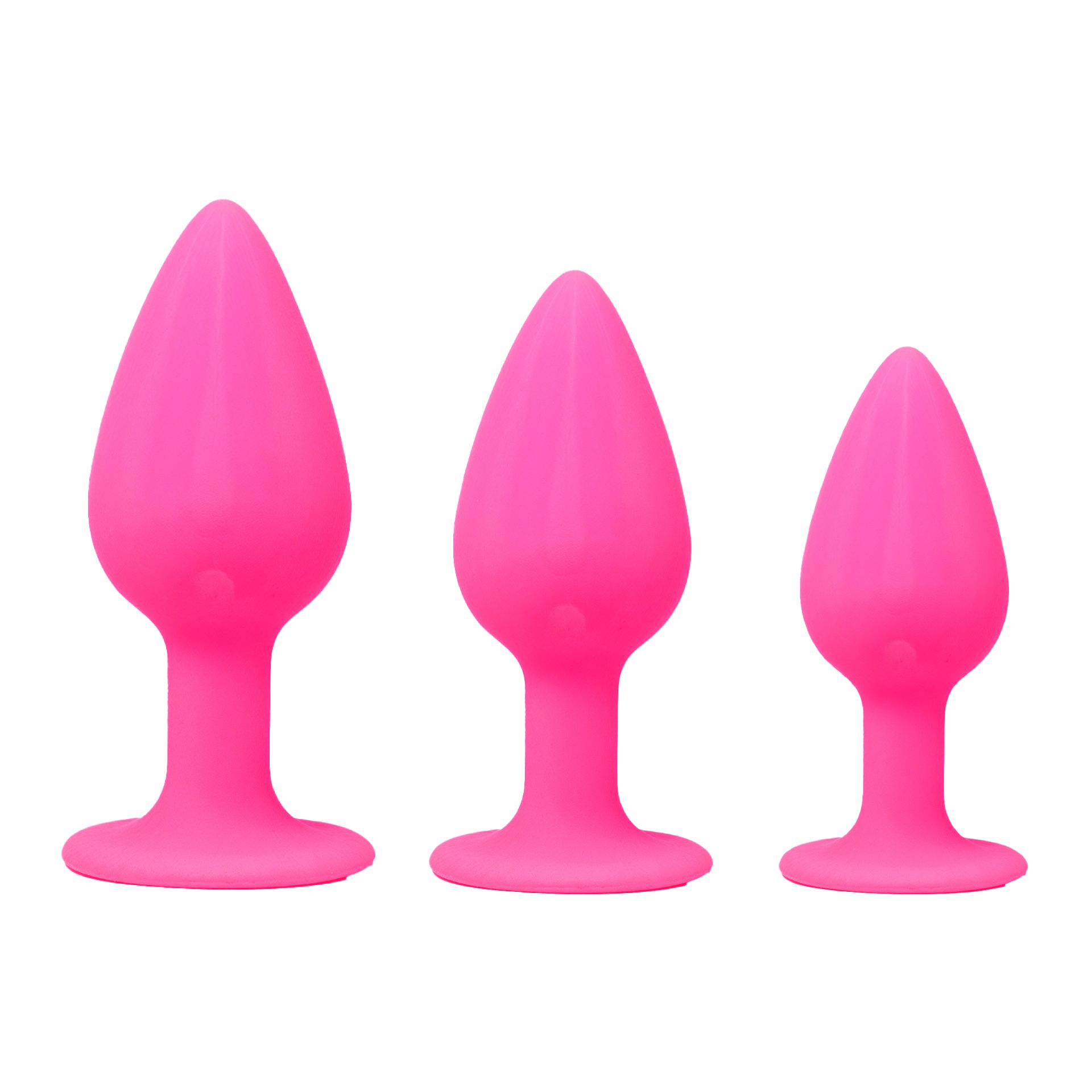 Butt plug set roze glow in the dark