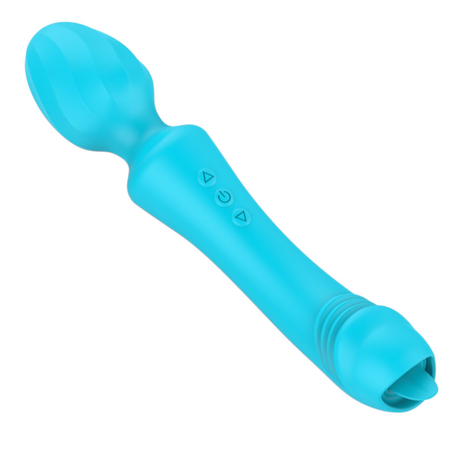 wand vibrator met tong 2in1 lichtblauw 20cm