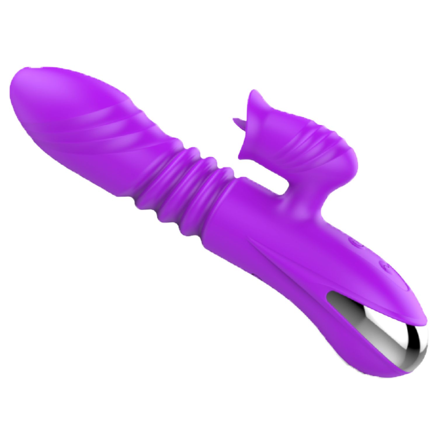 Stotende tarzan vibrator met tong paars 19.5cm