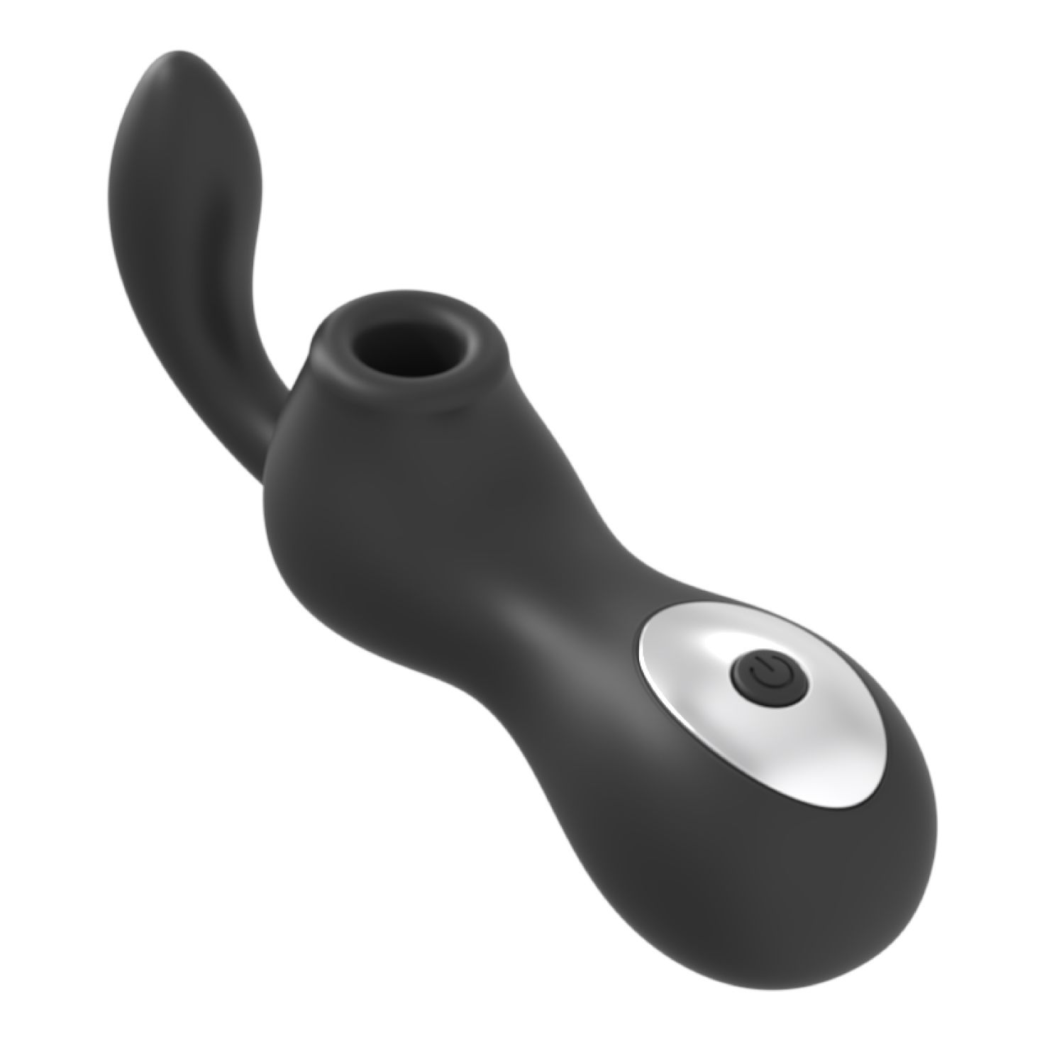 Luchtdruk vibrator met dildo 12,8cm zwart