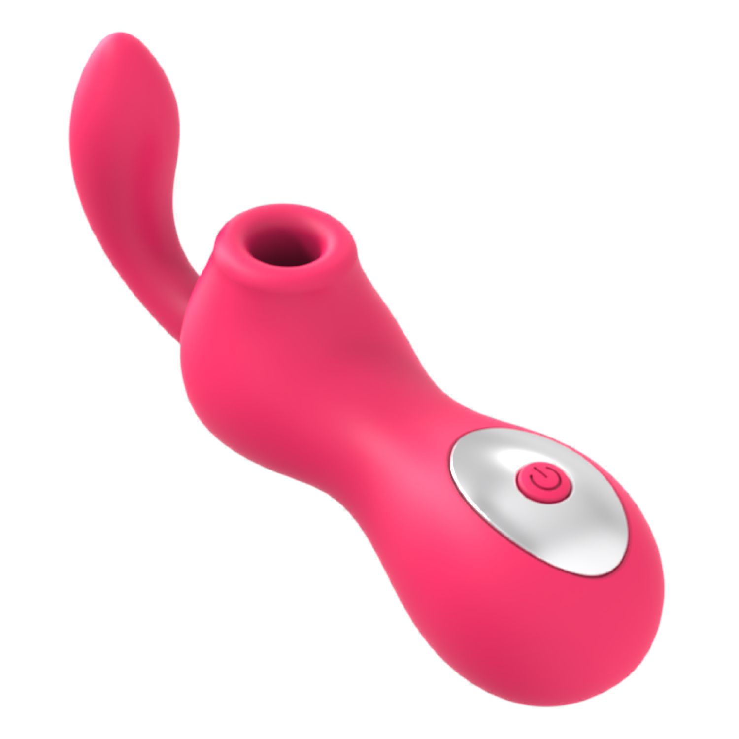 Luchtdruk vibrator met dildo - 12,8cm - Roze