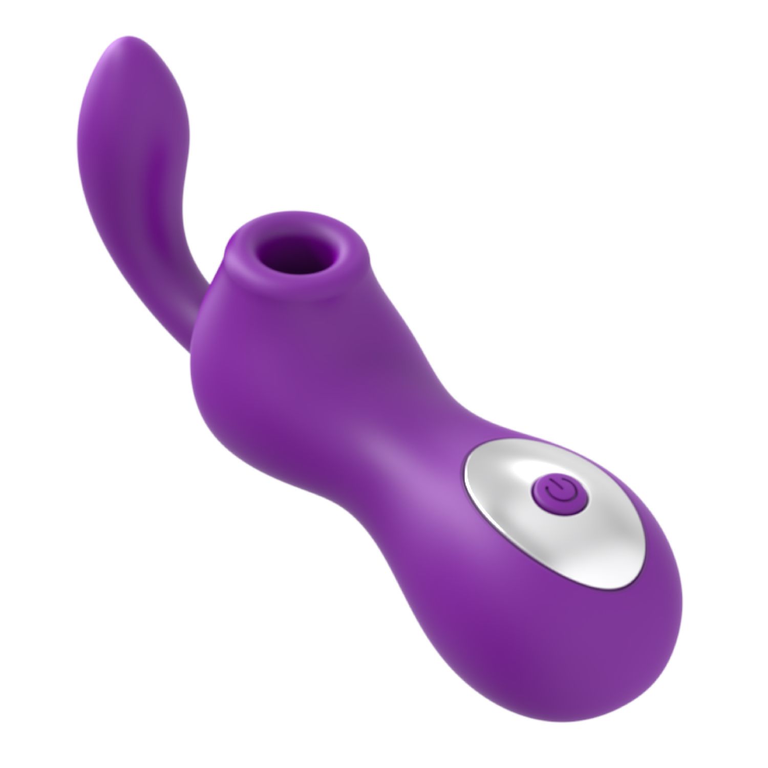 Luchtdruk vibrator met dildo 12,8cm paars