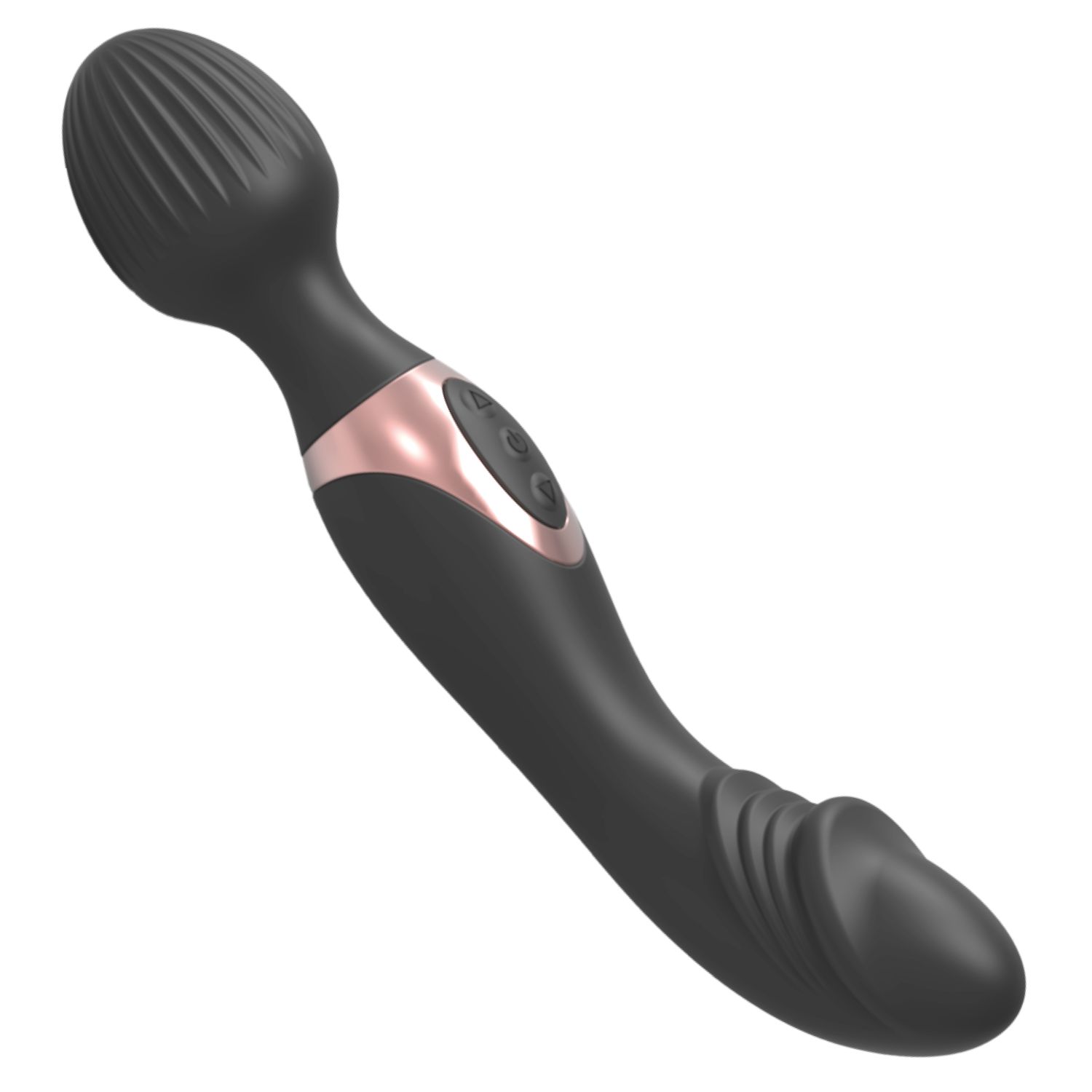 Wand vibrator dildo reliëf  2in1  22,1cm zwart